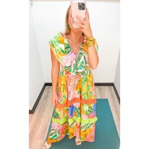 Alden Adair Camilla Santiago Midi Maxi Dress‎ Sz S Vacation Resort Tropical $414